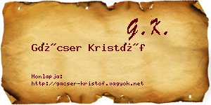 Gácser Kristóf névjegykártya